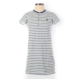 NWT Polo Ralph Lauren Navy Blue Striped Henley T-Shirt Dress Size Large
